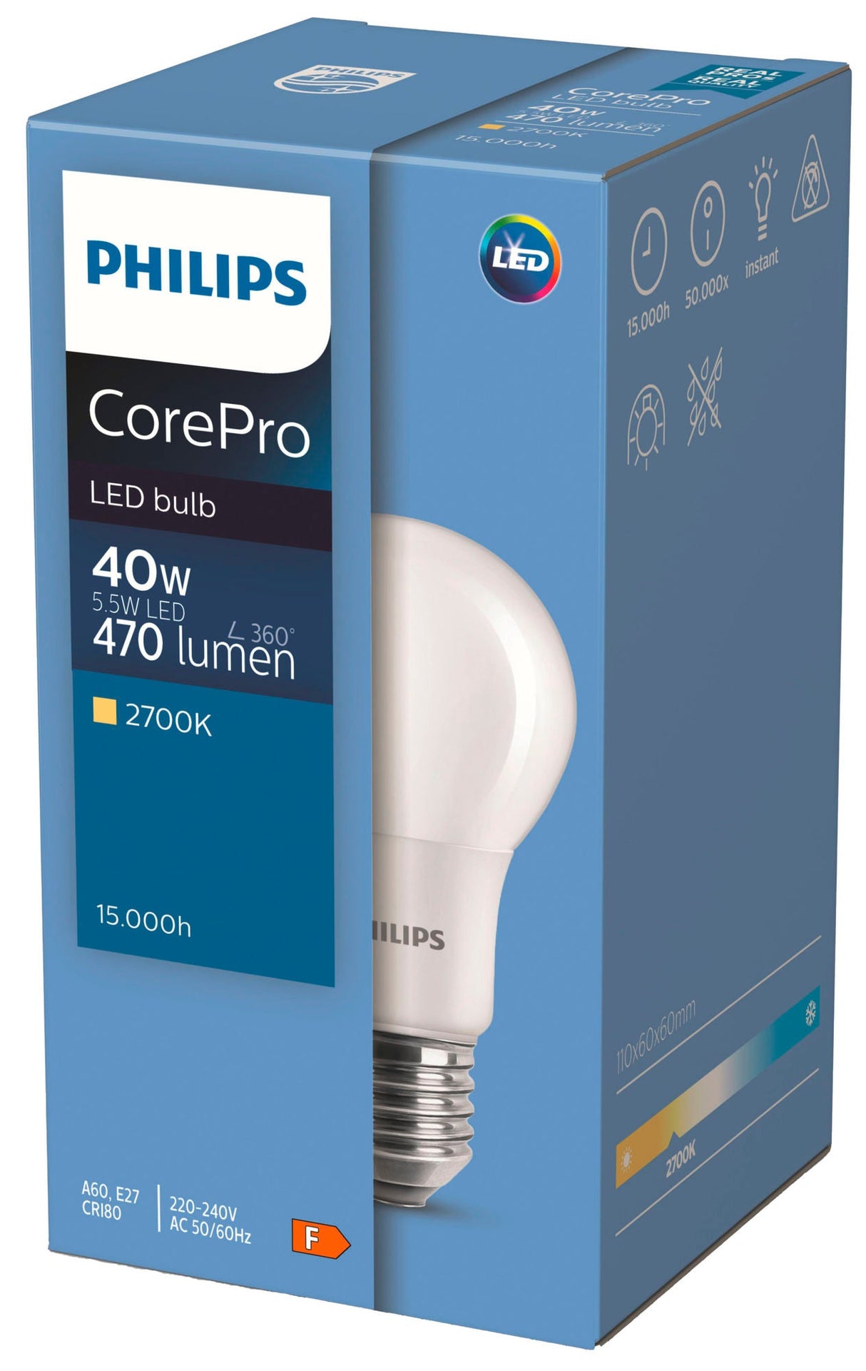 Philips LED-Birne E27 5,5W/40W CorePro matt 470lm, 2700K 345960