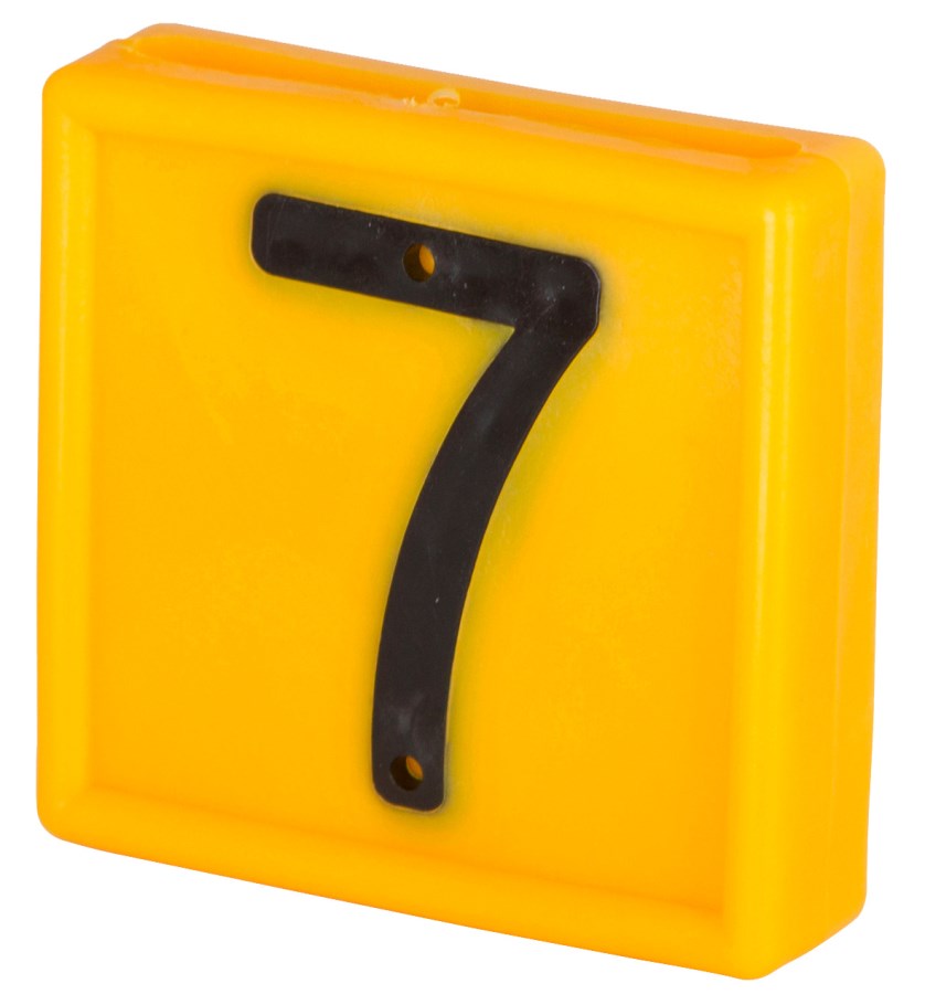 Kerbl Nummernblock, Ziffer 7, gelb, zum Einschlaufen, 10er Pack zum Einschlaufen - 207487
