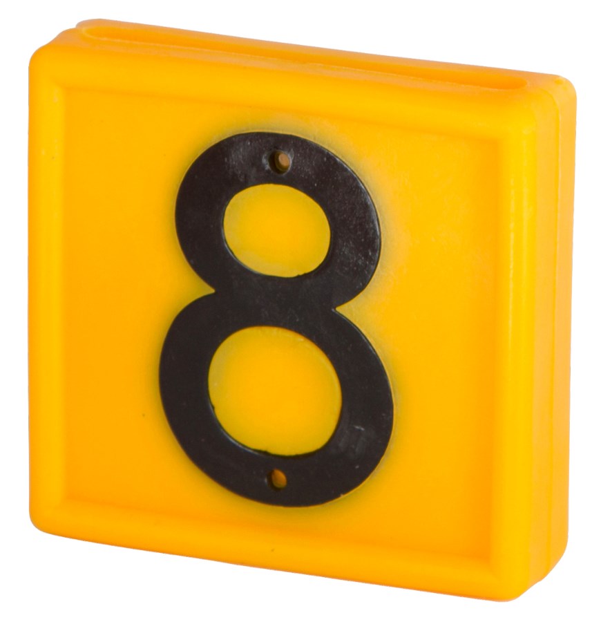 Kerbl Nummernblock, Ziffer 8, gelb, zum Einschlaufen, 10er Pack zum Einschlaufen - 207488