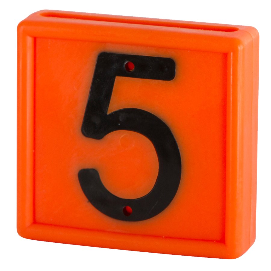 Kerbl Nummernblock, Ziffer 5, orange zum Einschlaufen, 10er Pack zum Einschlaufen - 207465