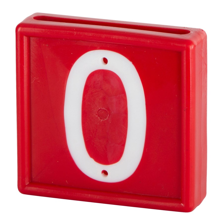 Kerbl Nummernblock, Ziffer 0, rot m. weißen Nummern, 10er Pack zum Einschlaufen - 207470