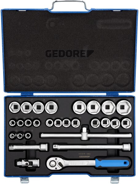 KRAMP Steckschlüsselsatz, 1/2"-Sechskant, 10-36 mm, 28-teilig 19VMU10GED