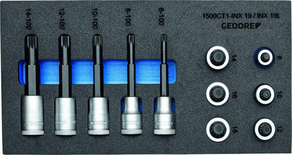 Set of screwdriver bit sockets 1/2" in 1/3 CT module