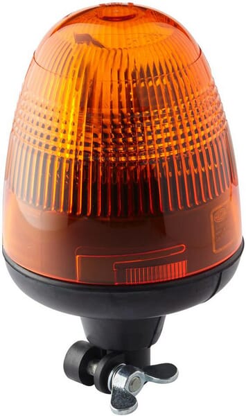 Rotating beacon 12 V pipe socket mounting Ø 135mm H1 height - 22.2 cm, round, amber, housing: black, Rotaflex Hella