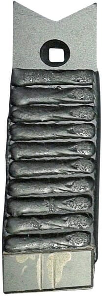 Cultivator tip 265x80mm, hardened, flat, 1 hole, suitable for Farmet