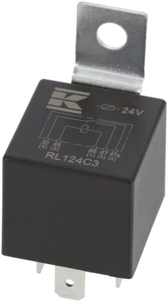 KRAMP Mini-Relais 24V, Umschalter, 30A/40A, mit Halter RL124C3