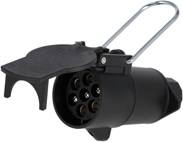 Trailer plug 7-pin, plastic, 12V, screw terminals, weather protection