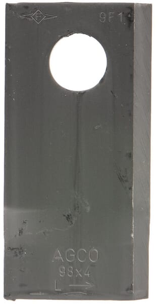 AGCO Mähmesser links 98x48x4 mm, Bohrung Ø 19 mm, geeignet für Fella - 25 Stück 121712