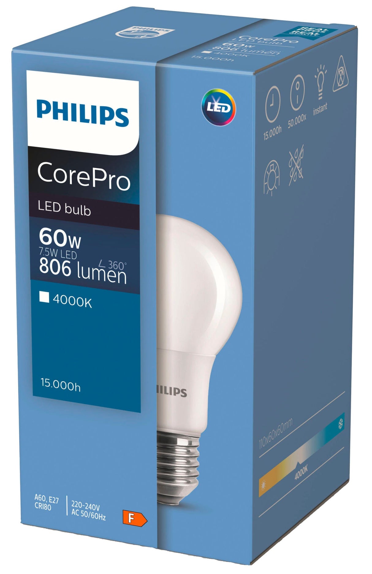 Philips LED-Birne E27 7,5W/60W CorePro matt 806lm, 4000K 345964