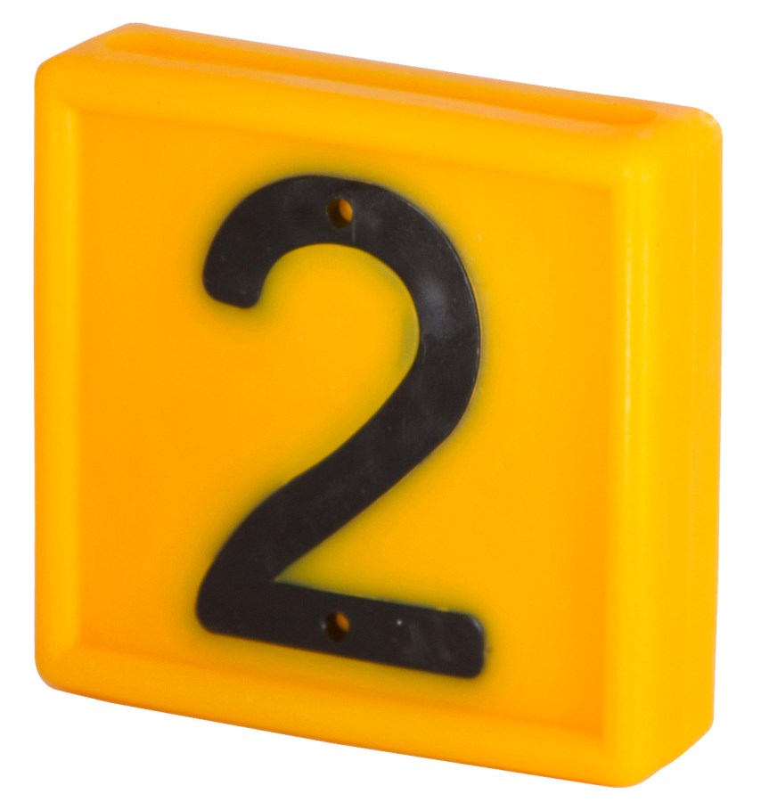 Kerbl Nummernblock, Ziffer 2, gelb, zum Einschlaufen, 10er Pack zum Einschlaufen - 207482