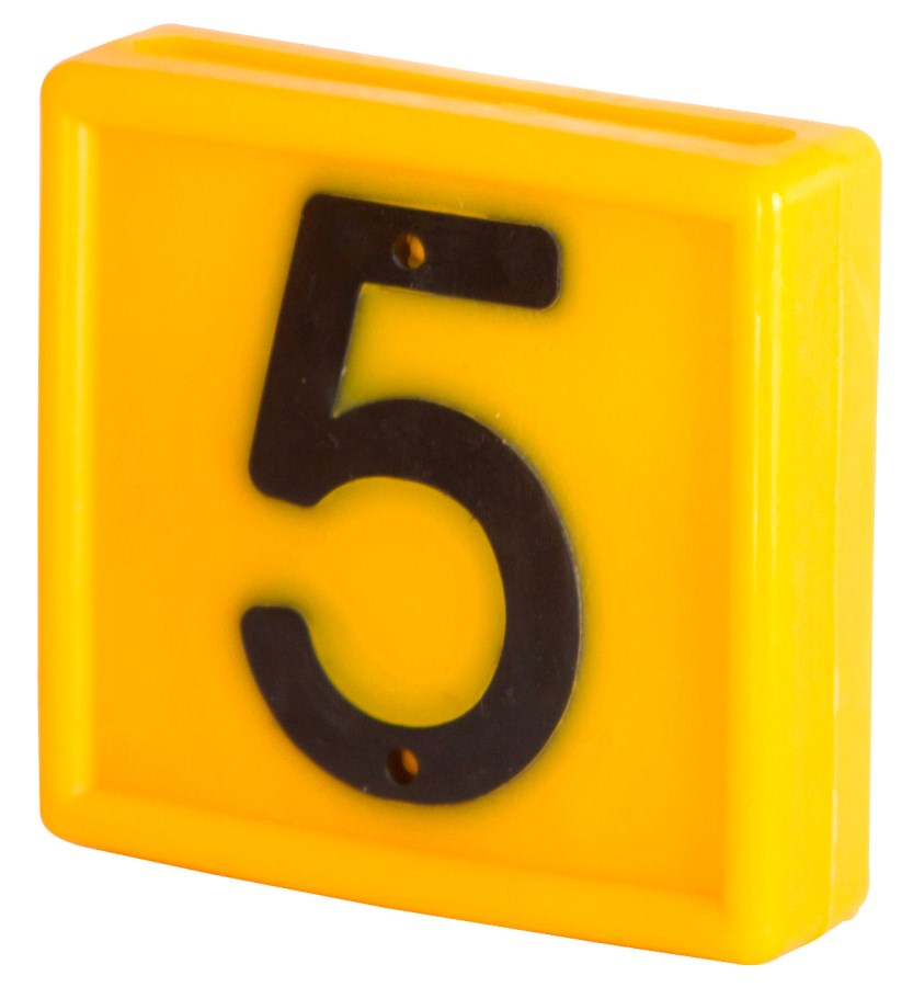 Kerbl Nummernblock, Ziffer 5, gelb, zum Einschlaufen, 10er Pack zum Einschlaufen - 207485