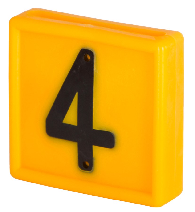 Kerbl Nummernblock, Ziffer 4, gelb, zum Einschlaufen, 10er Pack zum Einschlaufen - 207484