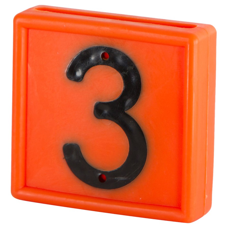 Kerbl Nummernblock, Ziffer 3, orange zum Einschlaufen, 10er Pack zum Einschlaufen - 207463