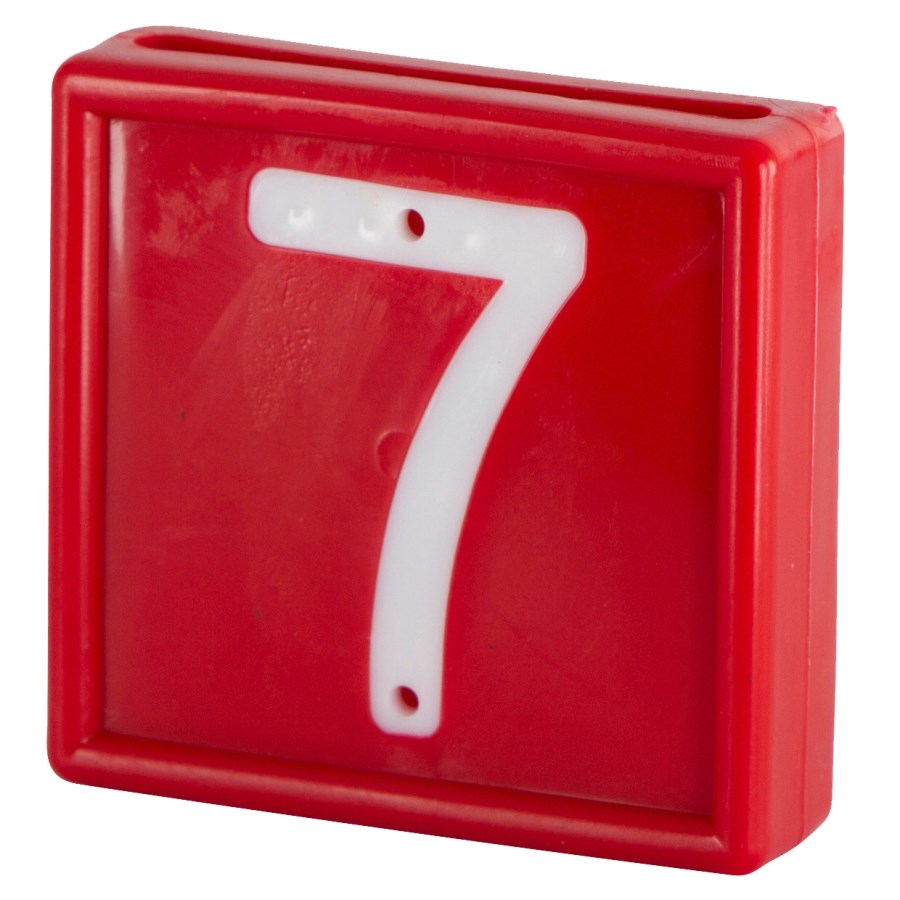 Kerbl Nummernblock, Ziffer 7, rot m. weißen Nummern, 10er Pack zum Einschlaufen - 207477