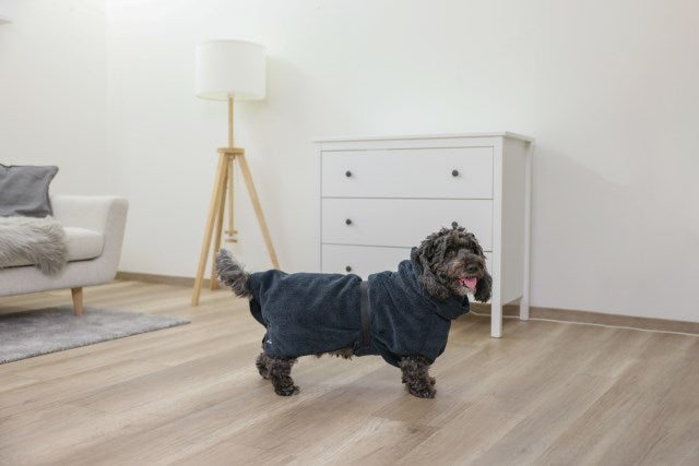 Kerbl Bademantel für Hunde, blau, XS, Rückenlänge 30 cm - 80692