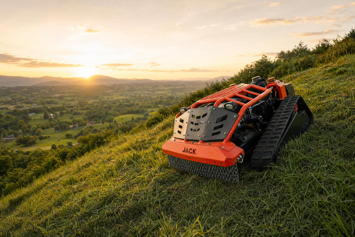 Jack Mulcher ferngesteuerte Mähraupe mit Mulchdeck für Steilhänge