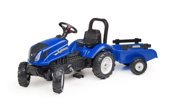 Tracteur New Holland avec remorque et capot ouvrant