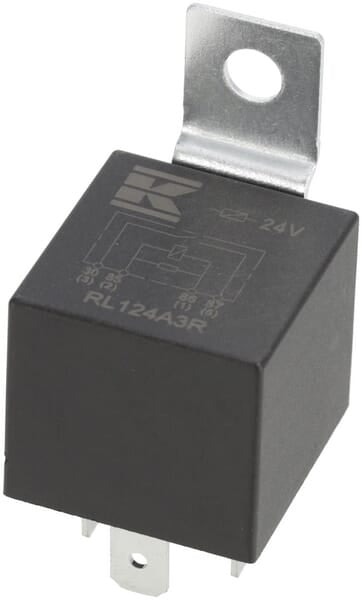 KRAMP Mini-Relais 24V, Schließer, 20A, mit Widerstand, mit Halter RL124A3R
